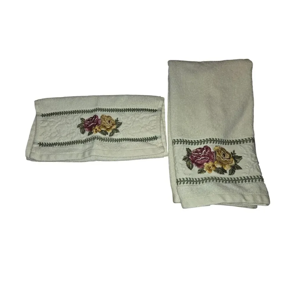 Waverly Garden Room Rose Cottage CoreTowel Hand Towel And Washcloth